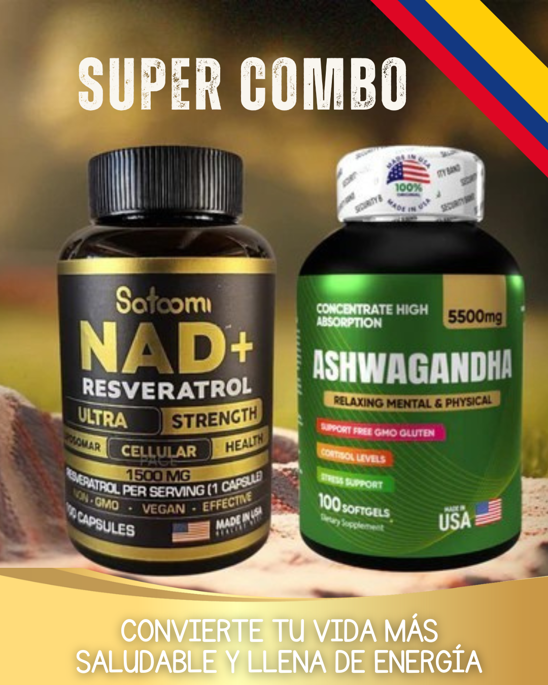COMBO NAD + RESVERATROL Y ASHWAGANDHA